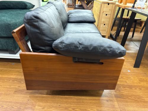 2人掛けソファー ブラック×ブラウン 65