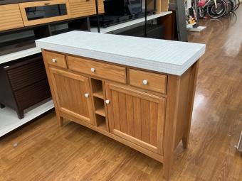 2枚扉キッチンカウンター 93 ホワイト×ブラウン