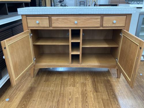 2枚扉キッチンカウンター 93 ホワイト×ブラウン