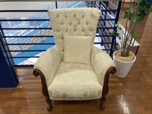 ロココ調ハイバックチェア ホワイト×ブラウン