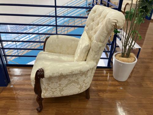 ロココ調ハイバックチェア ホワイト×ブラウン