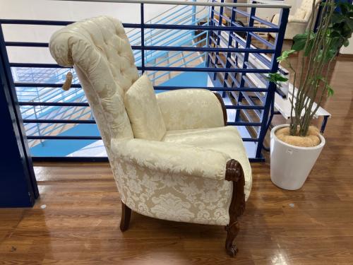 ロココ調ハイバックチェア ホワイト×ブラウン