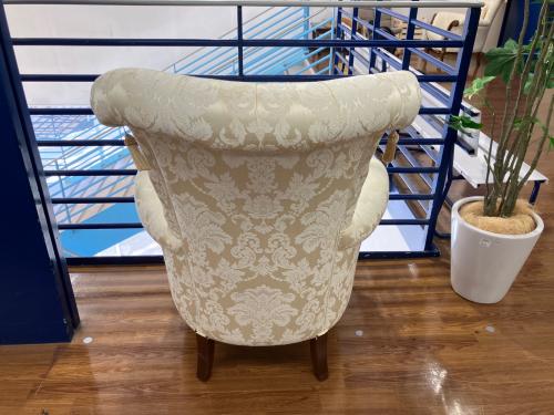 ロココ調ハイバックチェア ホワイト×ブラウン