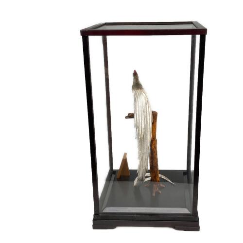 光則作 置物 尾長鶏 銀製