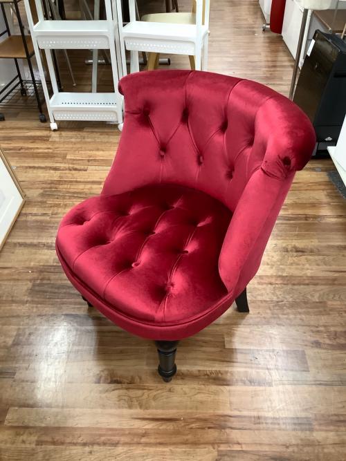 アンティーク調ソファー レッド×ブラック 1人掛け