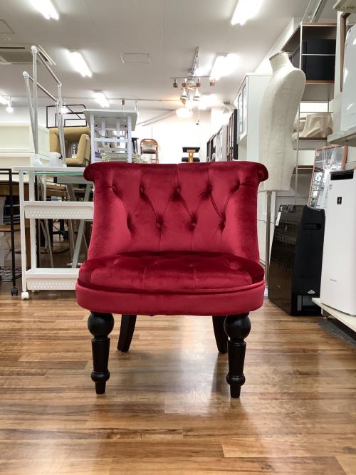 アンティーク調ソファー レッド×ブラック 1人掛け