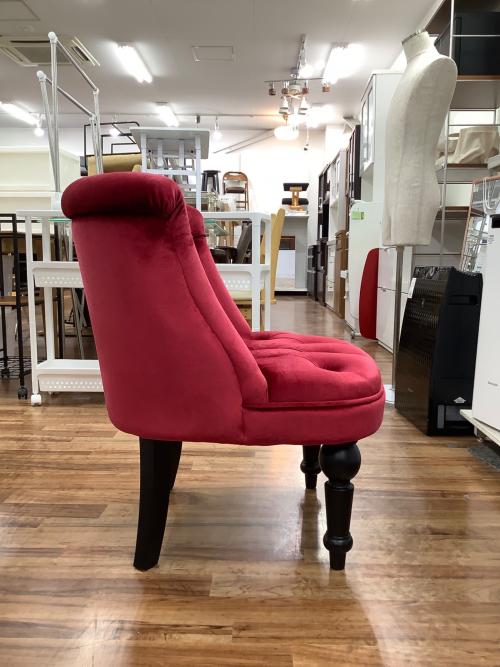 アンティーク調ソファー レッド×ブラック 1人掛け