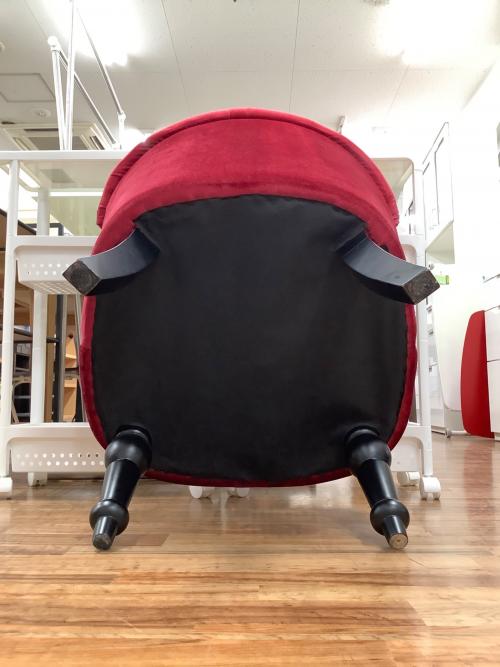 アンティーク調ソファー レッド×ブラック 1人掛け