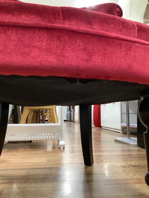 アンティーク調ソファー レッド×ブラック 1人掛け