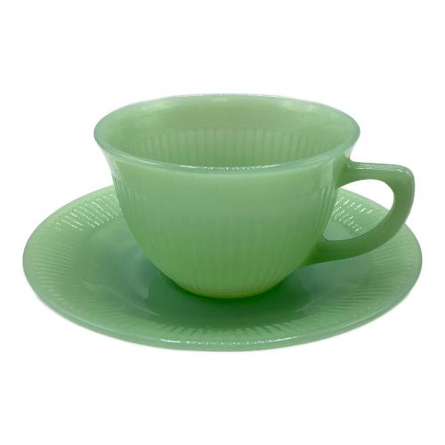 Fire King (ファイヤーキング) カップ&ソーサー 1950-1960年代 グリーン ジェーンレイ