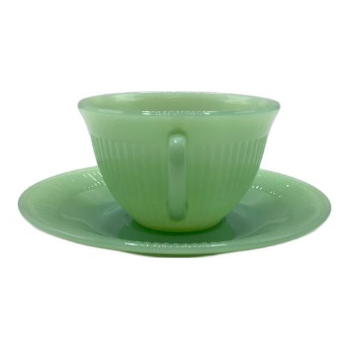 Fire King (ファイヤーキング) カップ&ソーサー 1950-1960年代 グリーン ジェーンレイ