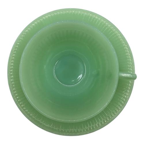 Fire King (ファイヤーキング) カップ&ソーサー 1950-1960年代 グリーン ジェーンレイ