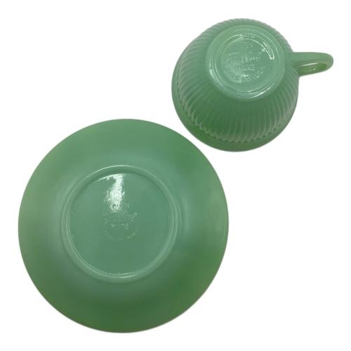 Fire King (ファイヤーキング) カップ&ソーサー 1950-1960年代 グリーン ジェーンレイ