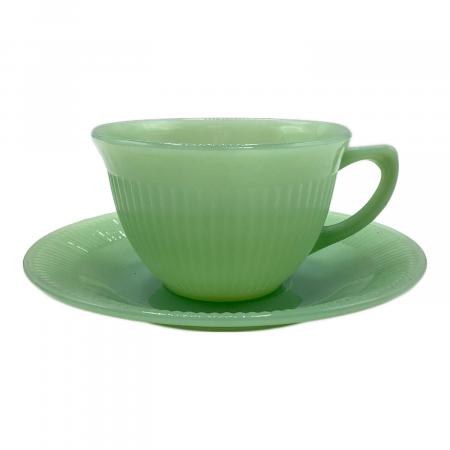 ファイヤーキング ジェーンレイ クリスタル リブドボウル＆カバー 40's レア ファイヤーキング ジェーンレイ クリスタル リブドボウル