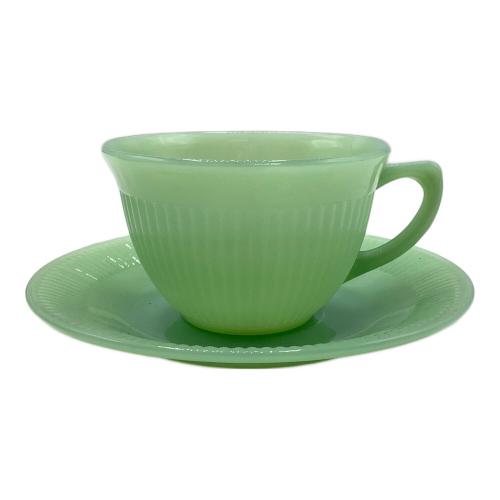 Fire King (ファイヤーキング) カップ&ソーサー 1950-1960年代 グリーン ジェーンレイ