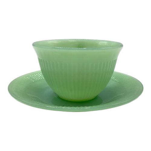 Fire King (ファイヤーキング) カップ&ソーサー 1950-1960年代 グリーン ジェーンレイ