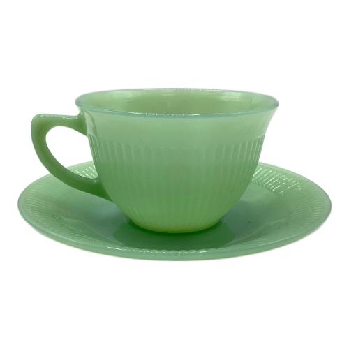 Fire King (ファイヤーキング) カップ&ソーサー 1950-1960年代 グリーン ジェーンレイ