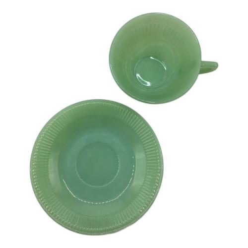 Fire King (ファイヤーキング) カップ&ソーサー 1950-1960年代 グリーン ジェーンレイ