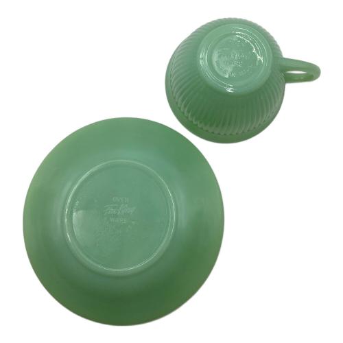 Fire King (ファイヤーキング) カップ&ソーサー 1950-1960年代 グリーン ジェーンレイ