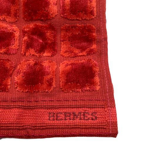 HERMES (エルメス) タオルハンカチ レッド GINZA EPONGE RASEE 101589M-01 カレ32