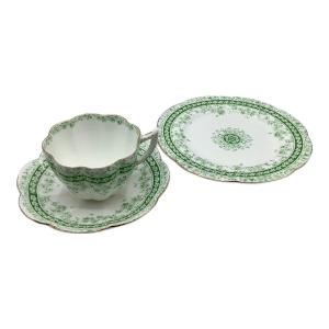 wileman カップ&ソーサー&プレート トリオ グリーンボーダーカーネーション
