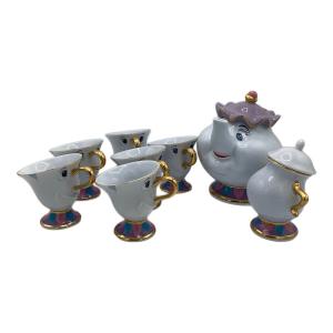 TOKYO DISNEYLAND (トーキョーディズニーランド) ティーポット 1 カップ5 シュガーポット 1 ディズニーグッズ 美女と野獣 ポット婦人 チップ