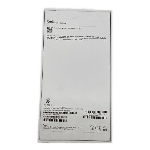 Apple (アップル) iPhone15 MTMM3J/A 357670562048065 SIMフリー 修理履歴無し 128GB バッテリー:Sランク(100%) 程度:Sランク(新品同様) iOS