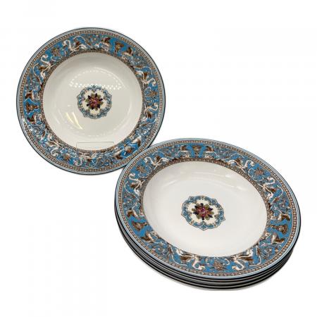 【美品】ウェッジウッド　フロレンティーンターコイズ　スープ皿20cm×5枚 Wedgwood (ウェッジウッド) スーププレート 133 フロレンティーン