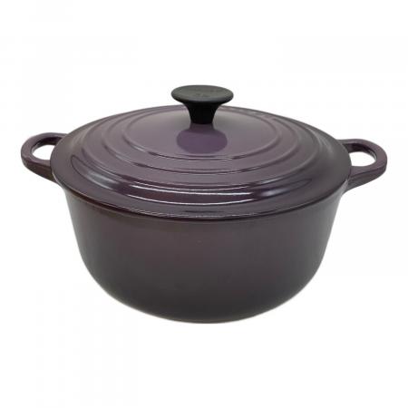 美品　未使用　25セ㎝　LE CREUSET 両手鍋 LE CREUSET (ルクルーゼ) 両手鍋 カシス 未使用品 ココット・ロンド