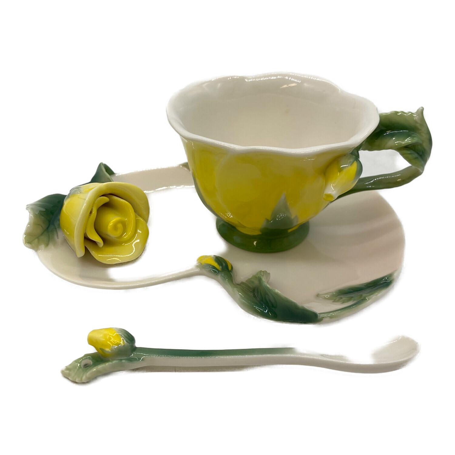 陶翔舞千 (トウショウマイセン) カップ&ソーサー 薔薇/イエロー 華麗