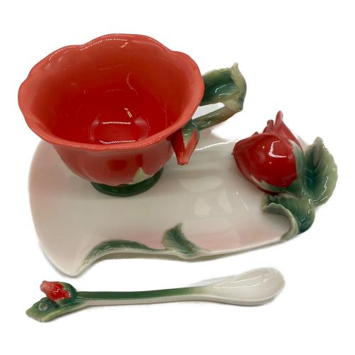 陶翔舞千 (トウショウマイセン) カップ&ソーサー 薔薇/レッド 華麗なる花コレクション