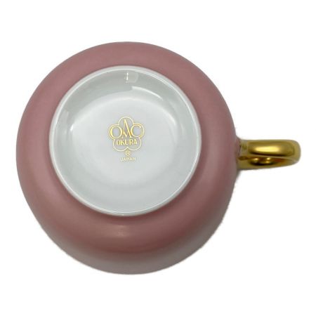 大倉陶園 (オオクラトウエン) モーニングカップ&ソーサー ホワイト&ピンク 色蒔き ペア