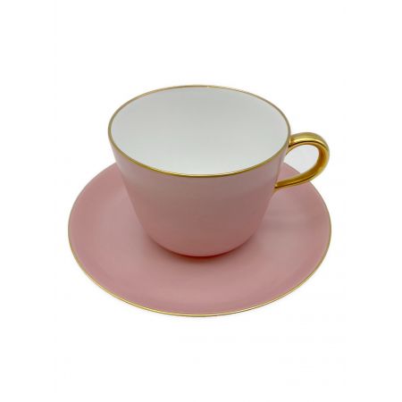 大倉陶園 (オオクラトウエン) カップ&ソーサー ピンク/色蒔き ゴールドライン