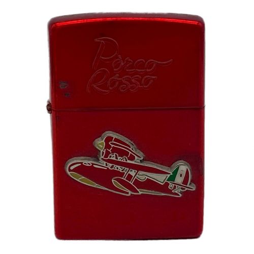 ジブリ 紅の豚 ZIPPO ポルコロッソ 塗装ハガレ有 レッド ケース付