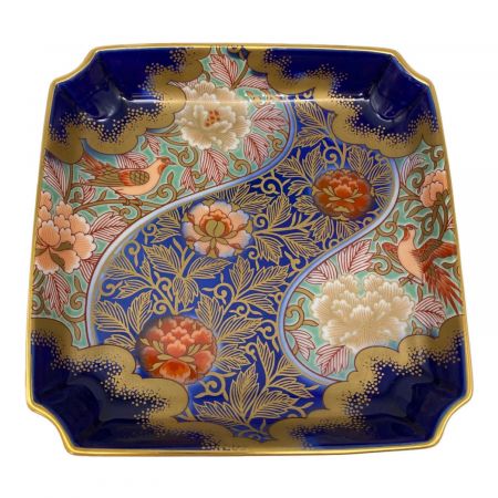深川製磁 (フカガワセイジ) 飾り皿 染錦百鳥牡丹