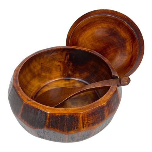 おひつ  木彫 	しゃもじ付