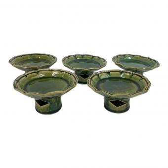 幸兵衛窯 (コウベイガマ) 総織部高台皿 5Pセット