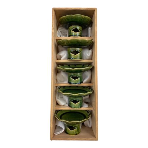 幸兵衛窯 (コウベイガマ) 総織部高台皿 5Pセット