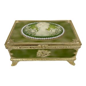 オルゴール メノウカメオ風 グリーン エリーゼ