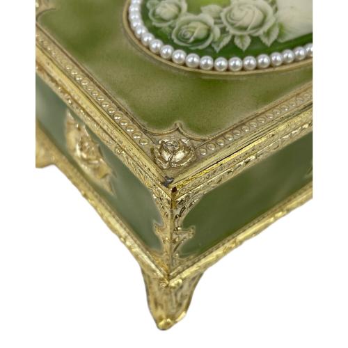 オルゴール メノウカメオ風 グリーン エリーゼ