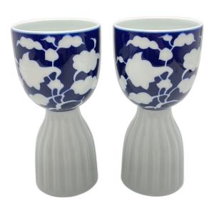 深川製磁 (フカガワセイジ) ワインカップ 官窯染付白抜文