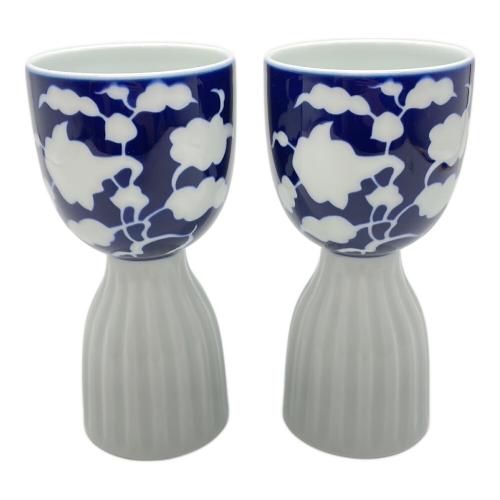 深川製磁 (フカガワセイジ) ワインカップ 官窯染付白抜文