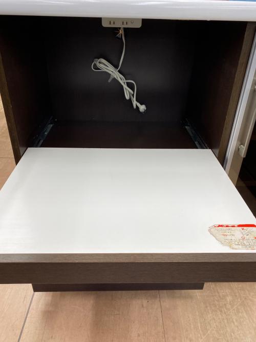 古賀家具 (コガカグ) キッチンカウンター 幅:約90㎝ ホワイト×ダークブラウン