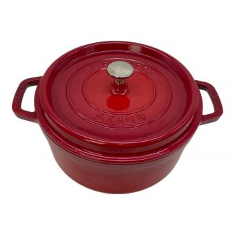 Staub (ストウブ) 両手鍋 1102406 ココットラウンド 24cm レッド(チェリー） ココット・ロンド
