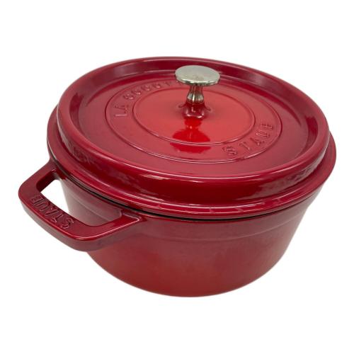 Staub (ストウブ) 両手鍋 1102406 ココットラウンド 24cm レッド(チェリー） ココット・ロンド