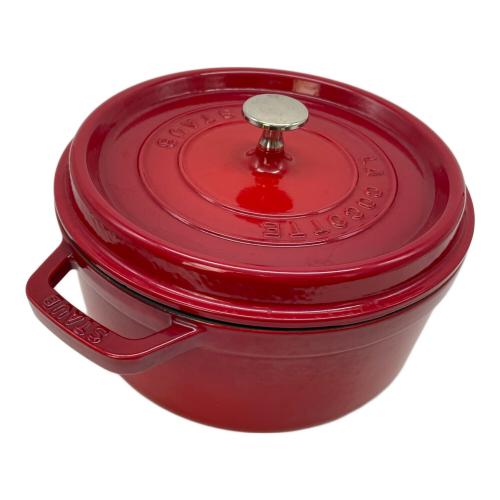 Staub (ストウブ) 両手鍋 1102406 ココットラウンド 24cm レッド(チェリー） ココット・ロンド