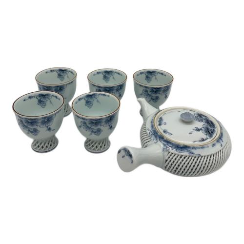 琴峰 急須揃え 網目ぶどう 急須1・湯呑み5セット 有田焼