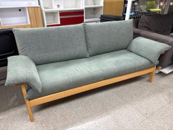 飛騨産業 (ヒダサンギョウ) 3人掛けソファー グリーン×ナチュラル WK11SOR ファブリック chigusa チグサ