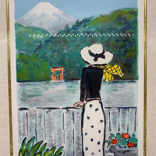 ジャン ピエール カシニョール リトグラフ バルコニーから望む富士 直筆サイン入 シリアル142/150