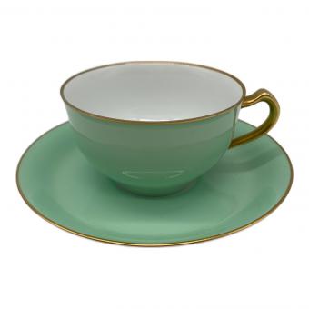大倉陶園 (オオクラトウエン) カップ&ソーサー ライトグリーン 色蒔き